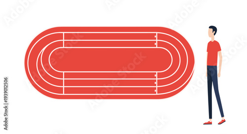Red Running Track Oval Stadium Layout Vector