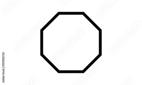 abstract simple black outline octagon design art.