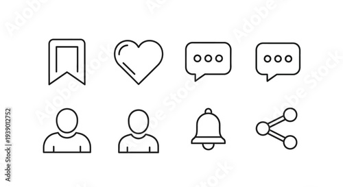 Minimal Outline Social Interaction Symbols In Clean Layout
