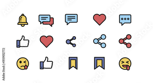 Dense Arrangement Of Multicolor Reaction And Interaction Symbols