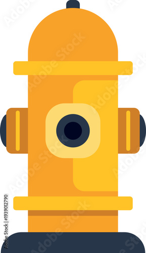 Minimal flat vector illustration of a bright yellow fire hydrant isolated on a white background