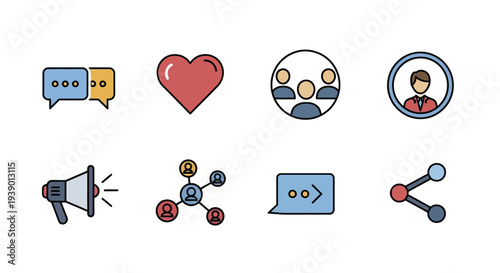 Colorful Communication Symbols Showing Messaging And Audience Engagement