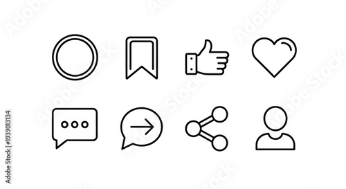 Rounded Interface Symbols For Feedback And Social Interaction Features