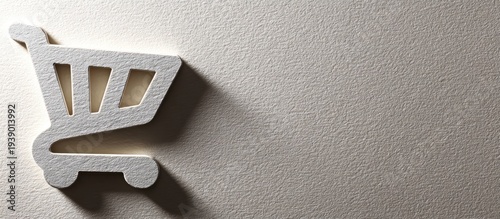 Shopping Cart Icon on Textured Background.