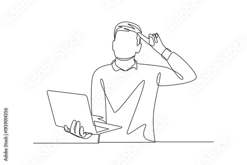 Student Showing Assignment Online Class. Online course learning scene Concept. Single line draw design Video 4k. Footage graphic illustration