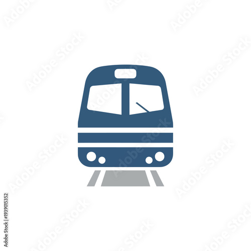 Blue Tram or Train on Railway Tracks.