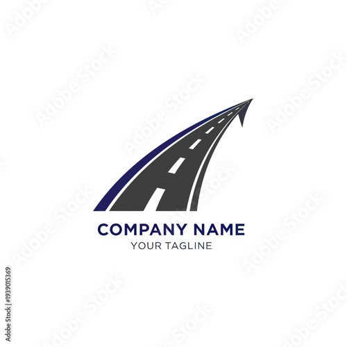 Road Logo Design with Arrow Direction.