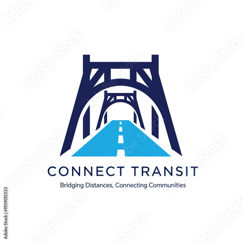 Connect Transit Logo Road Bridge Illustration.