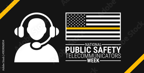 National Public Safety Telecommunicators Week or dispatcher appreciation week background, banner or poster design.