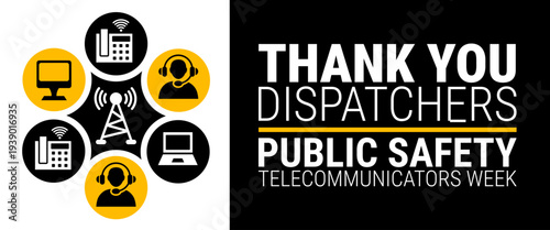 National Public Safety Telecommunicators Week or dispatcher appreciation week background, banner or poster design.
