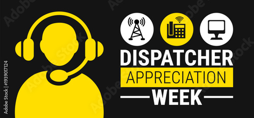 dispatcher appreciation week or National Public Safety Telecommunicators Week background, banner or poster design.