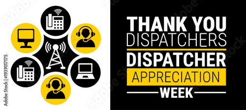 dispatcher appreciation week or National Public Safety Telecommunicators Week background, banner or poster design.