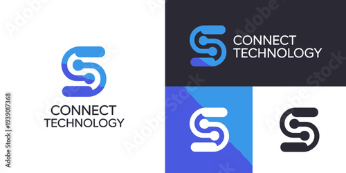 A modern minimalist featuring a stylized S symbol and the text Connect Technology in various