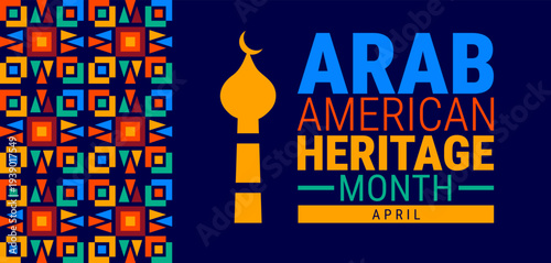 Arab American Heritage Month geometric shape pattern background or banner design.