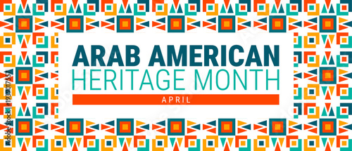 Arab American Heritage Month geometric shape pattern background or banner design.