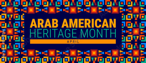 Arab American Heritage Month geometric shape pattern background or banner design.