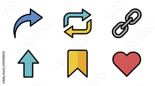 Curved Navigation Arrows And Linking Elements With Bookmark Marker