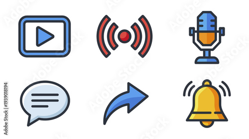 Community Messaging And Social Interaction Symbols With Colors