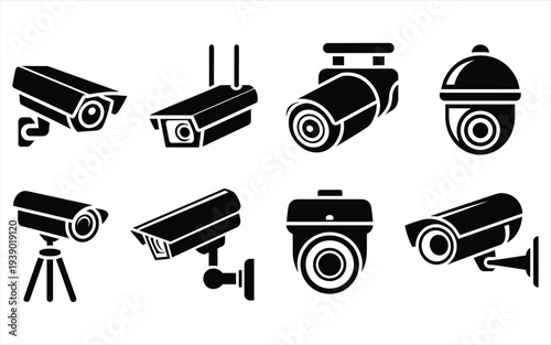Security Camera Icons Collection: Surveillance Technology Set