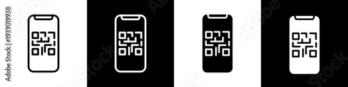 Qr code black and white icon design concept