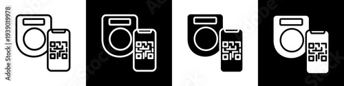 Qr scanner black and white icon design concept