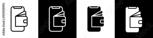 Wallet black and white icon design concept