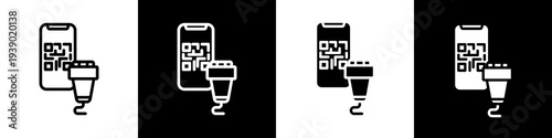 Qr scanner black and white icon design concept