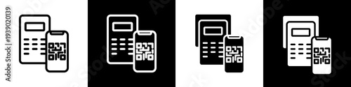 Qr scanner black and white icon design concept
