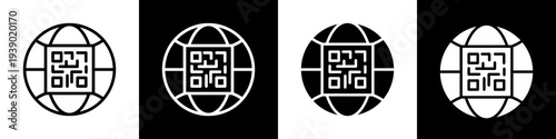 Qr code black and white icon design concept