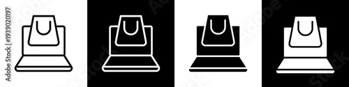 Online shopping black and white icon design concept