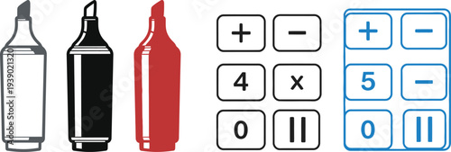 Markers and calculator illustration