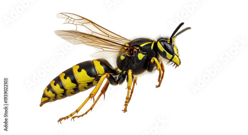 Slika na platnu Isolated wasp on bright background, detail of a stinging insect found in North A