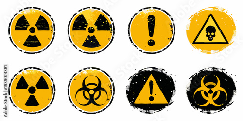 Collection of warning signs radiation biohazard and general hazard