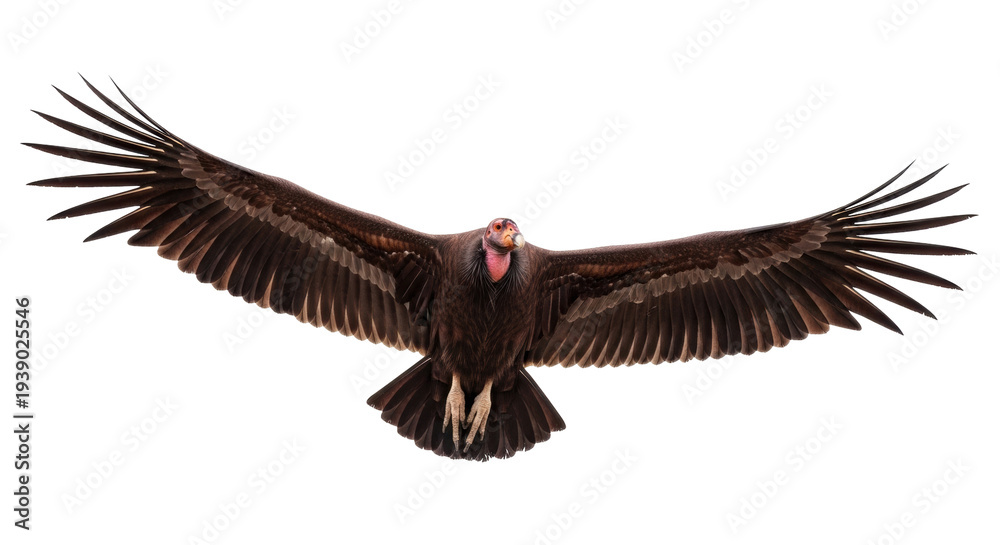 Fototapeta premium Isolated California condor, wings extended, facing forward, majestic, critically endangered