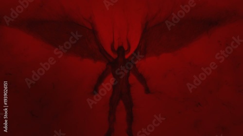 3d animation of an evil flying creature, built from particles