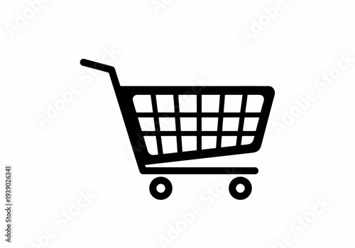 Shopping cart silhouette icon for retail and online marketplace