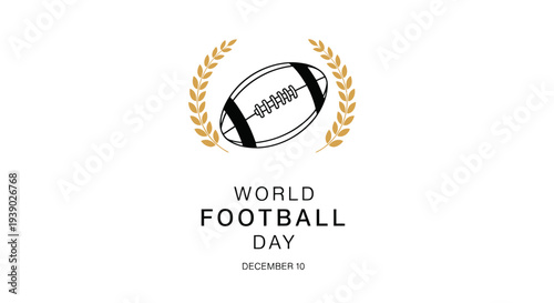 American Football Ball with Laurel Wreath Illustration.