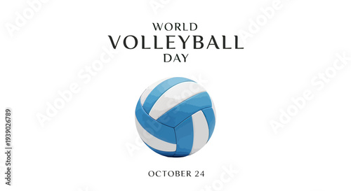 Blue and White Volleyball Close-up View.