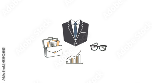Businessman Accessories Suit Files Glasses Graph.