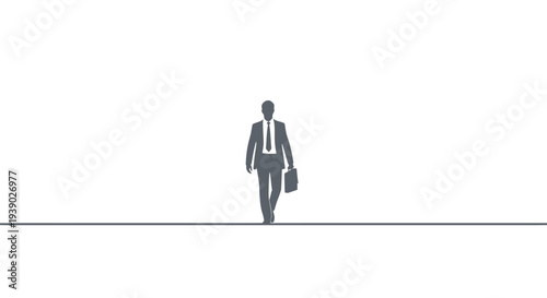 Businessman Walking with Briefcase Alone Silhouetted.