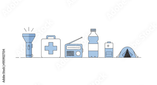 Camping Equipment and First Aid Kit.