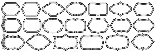 Set of vintage label and badges shape collections. Vector illustration. Black template for patch, insignias, overlay.	