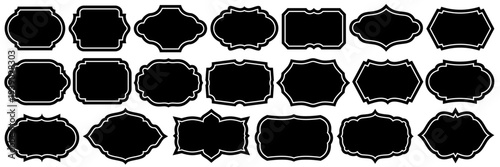 Set of vintage label and badges shape collections. Vector illustration. Black template for patch, insignias, overlay.	