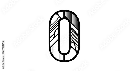 An abstract artistic interpretation of the number zero with a unique, modern, and dynamic design, perfect for digital or print media