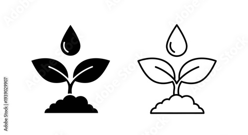 Plant growth and watering icons