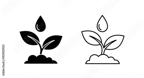 Plant growth and watering icons