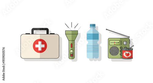 Emergency Kit with First Aid Supplies.