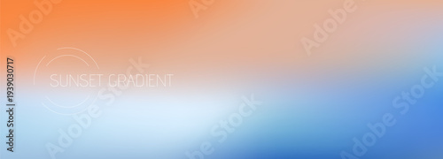 Sunset gradation flows from warm peach and soft coral to and bright blue.