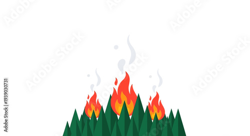 Forest Fire Burning Trees with Flames.