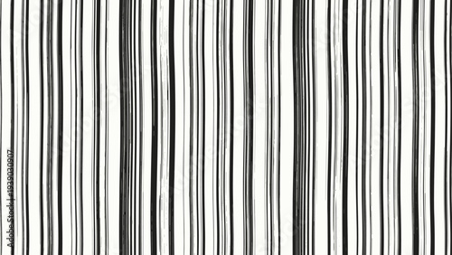 Bold and minimalist seamless pattern featuring uneven hand-drawn vertical brush stroke stripes in black on a clean white background, offering a clean and artistic texture.
